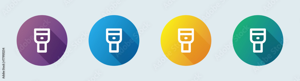 Poster flashlight line icon in flat design style. torch signs vector illustration.