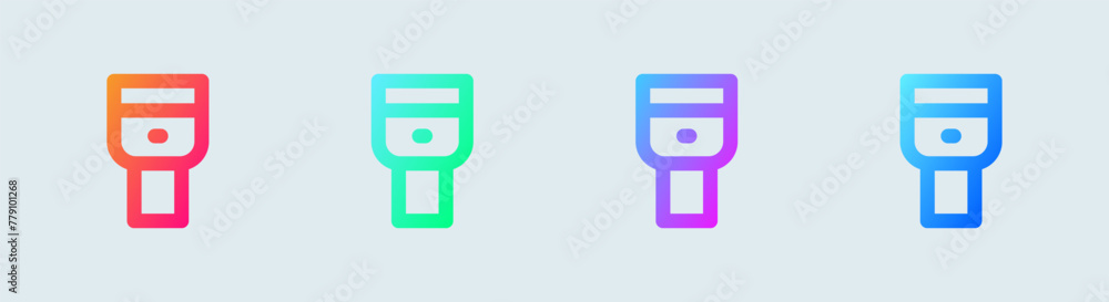 Aufkleber flashlight line icon in gradient colors. torch signs vector illustration.