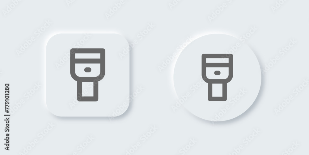 Poster flashlight line icon in neomorphic design style. torch signs vector illustration.