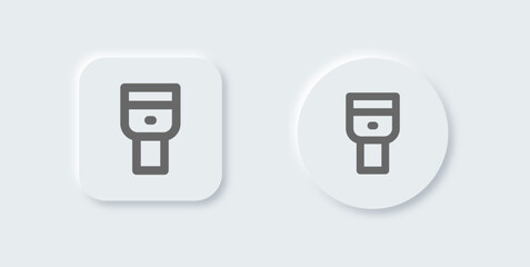 Flashlight line icon in neomorphic design style. Torch signs vector illustration.