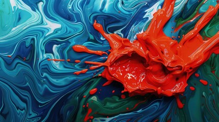 red and blue paint splashes background 