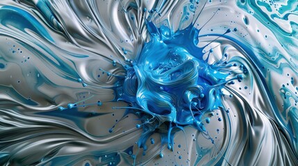abstract blue and sliver color background  thick paint splash background 