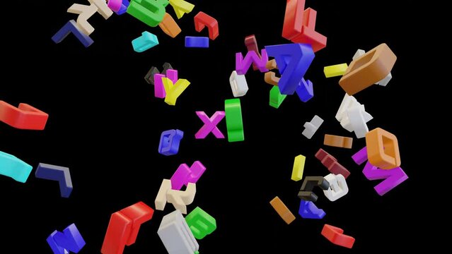 abcd alphabet falling down 3D animated alphabet 