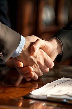 Shaking hands or signing a financial agreement or contract, symbolizing a successful partnership or funding arrangement
