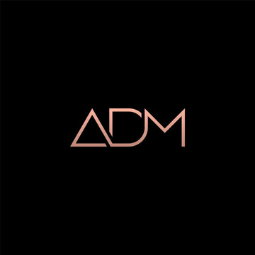 ADM monogram logo lettering typographic style - gold gradient.