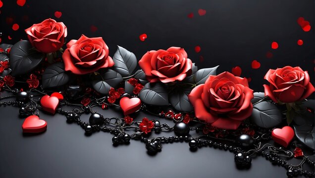 Red roses on a black background

