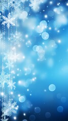 Frosted snowflakes, soft blue, winter scene.
