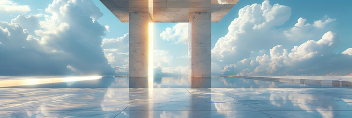 Gates of Heaven 3D Render of an Entrance Doorwa,
3D rendering of space architecture with a sense of future technology
