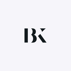 BK monogram fashion logo with stencil style letters - black and white