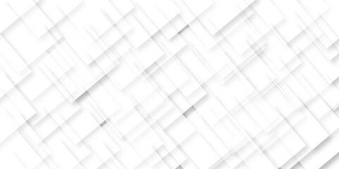 Abstract white background with diamond and square shapes layered in modern abstract pattern design, White color technology concept geometric line vector background.	
