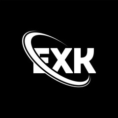 EXK logo. EXK letter. EXK letter logo design. Initials EXK logo linked with circle and uppercase monogram logo. EXK typography for technology, business and real estate brand.