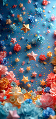 wallpaper, pastel, cut out, tiny paper stars ,generative ai
