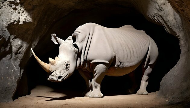 A Rhinoceros In A Cave Upscaled 311