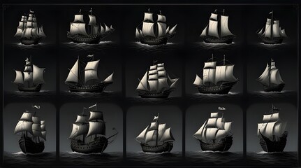 black ships icons .Generative AI