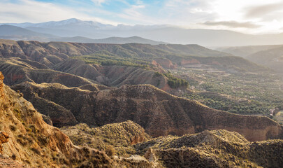 Tabernas desert panoramic landscape from 