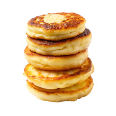 Fresh cornmeal pancakes stack isolated on transparent background