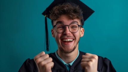 Graduate young men expression, pretty, joyful