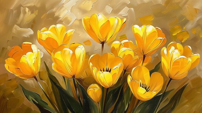 Digital Art - Painting of yellow tulips
