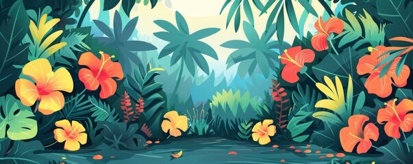 Obraz premium jungle thicket illustration.