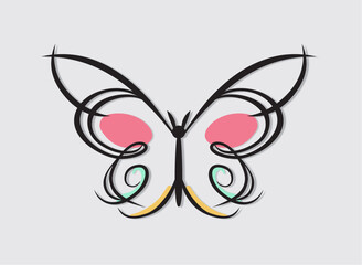 Butterfly line art vector des...