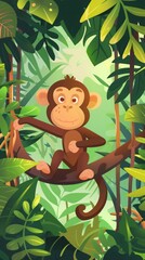 Naklejka premium monkey in the jungle.