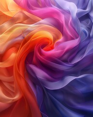 Obraz premium Elegant Waves of Colorful Silk Fabric Unfolding Beauty.