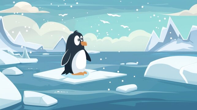 penguin on an ice floe.