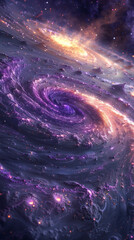 Enchanting Purple Galaxy Swirl with Sparkling Stars