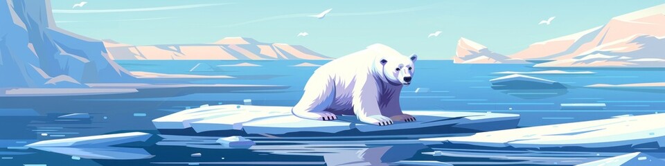 polar arctic bear on an ice floe. - obrazy, fototapety, plakaty