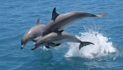 A Pair Of Playful Dolphins Chasing After A Shoal O
