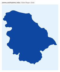 Jammu and Kashmir, India. Simple vector map. State shape. Solid style. Border of Jammu and Kashmir. Vector illustration.