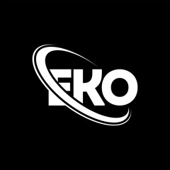 EKO logo. EKO letter. EKO letter logo design. Initials EKO logo linked with circle and uppercase monogram logo. EKO typography for technology, business and real estate brand.