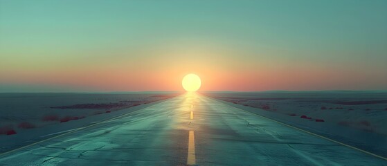 Journey to the Horizon: A Road of Dreams and Sunsets. Concept Travel, Photography, Sunsets, Dreams, Adventure - obrazy, fototapety, plakaty