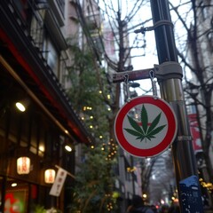 Cannabis leaf on a sign.
Concept: legalization of marijuana, discussions about medical and recreational use, and educational resources about cannabis.