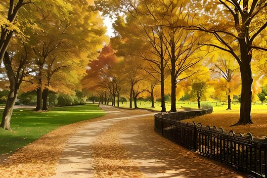 a beautiful park in autumn