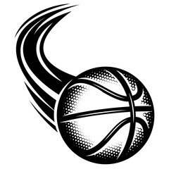 Vector illustration with a template for design on a sports theme. Flying basketball ball.