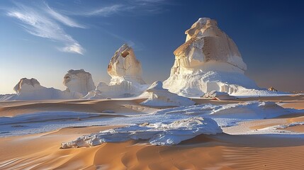 The White Desert in Farafra, Egypt, is located in the Sahara Desert in Africa. - obrazy, fototapety, plakaty