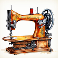 watercolor Sewing Machine clipart, Generative Ai