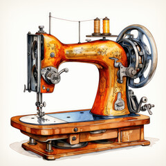 watercolor Sewing Machine clipart, Generative Ai