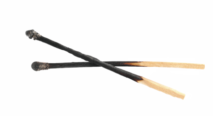 Burned match isolated on white, clipping