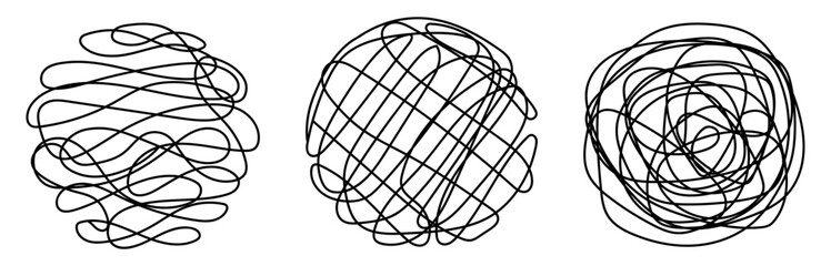 A set of confusing thoughts. Vector. Doodle. Black.