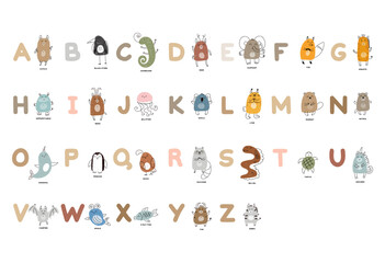 Fototapeta premium alphabet zoo vector illustration set
