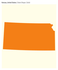 Kansas, United States. Simple vector map. State shape. Solid style. Border of Kansas. Vector illustration. - obrazy, fototapety, plakaty