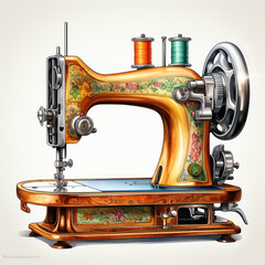 watercolor Sewing Machine clipart, Generative Ai