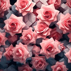 illustration of many abstract pink Rose flowers. Decoration for design