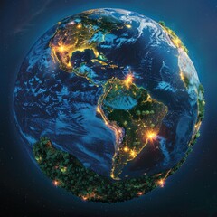 Planet Earth at Night Showcasing City Lights from Space - obrazy, fototapety, plakaty