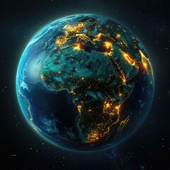 Earth at Night: Illuminated Cities Viewed from Orbit - obrazy, fototapety, plakaty
