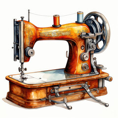 watercolor Sewing Machine clipart, Generative Ai