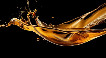 A close-up shot capturing the moment of a golden oil splash, creating a visually striking