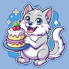 sticker-thick-funny-dog-holding-cake--white-outlin
